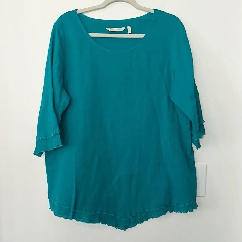 Soft Surroundings Teal Relaxed Fit Top L